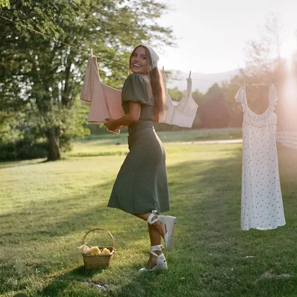 Backyard Roses Green Two-piece Set - Picture 2 of 6